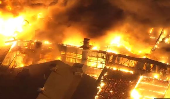 Large fire raging at SPS Technologies in Abington Township, Pennsylvania