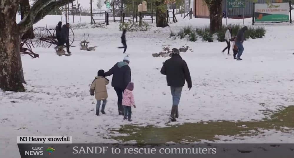 Unseasonal Snowfall Shuts Down Major Highway in South Africa
